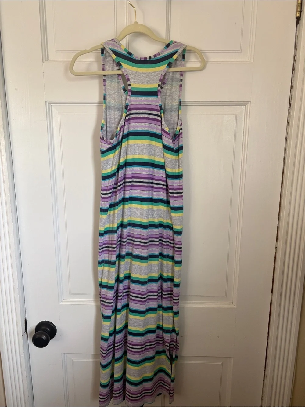 Gymboree Multicolor Striped Tank Maxi Dress - Purple, Teal, Yellow, Gray